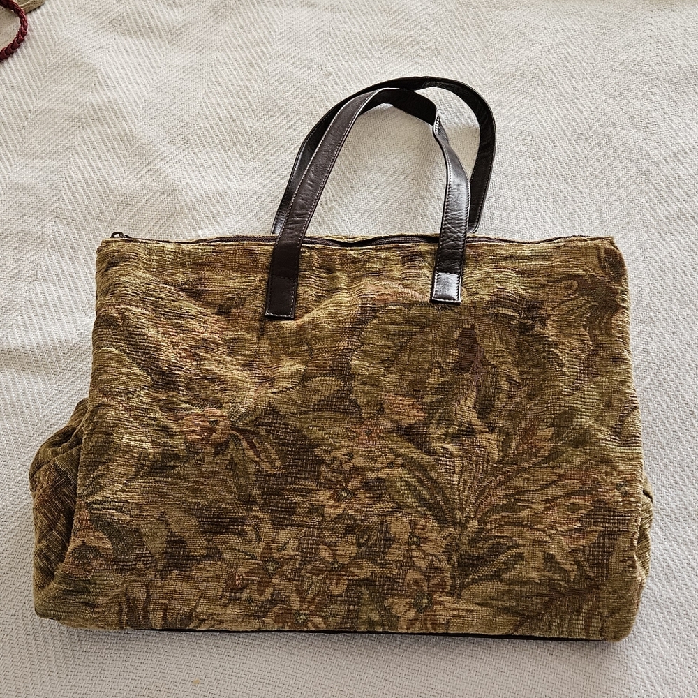 HOBO Brown Floral Tapestry Tote